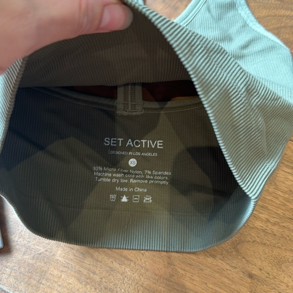 COPY - SET ACTIVE Crop Top Sports Bra 2-pack / XS ribbed Racerback / cream & gr… - Picture 6 of 6